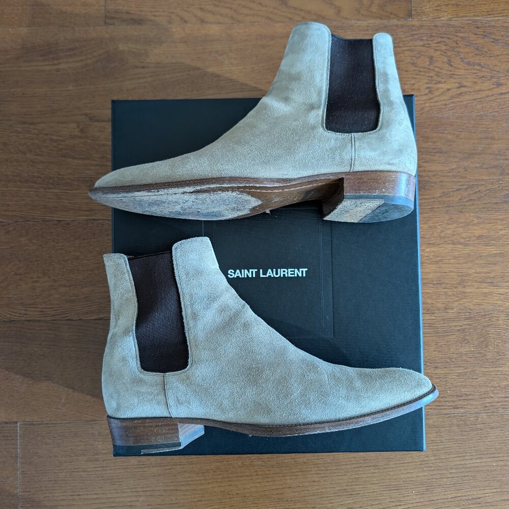 🔥 Saint Laurent Paris Wyatt Chelsea Boots 30 Sigaro Tan 42 9US